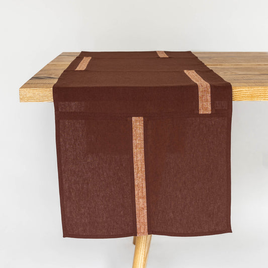 Cotton + Linen Table Runner | Dashes in Cacao