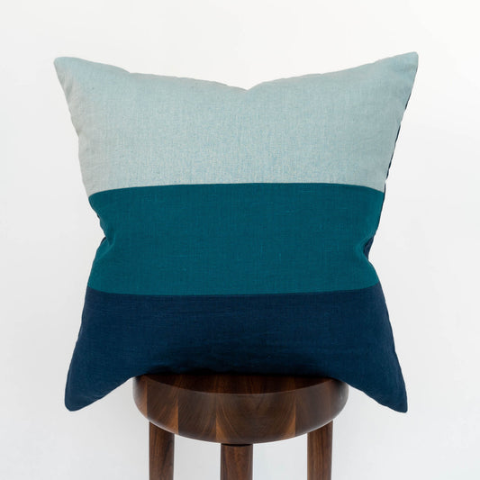 Pieced Linen Throw Pillow Cover | Adriatic