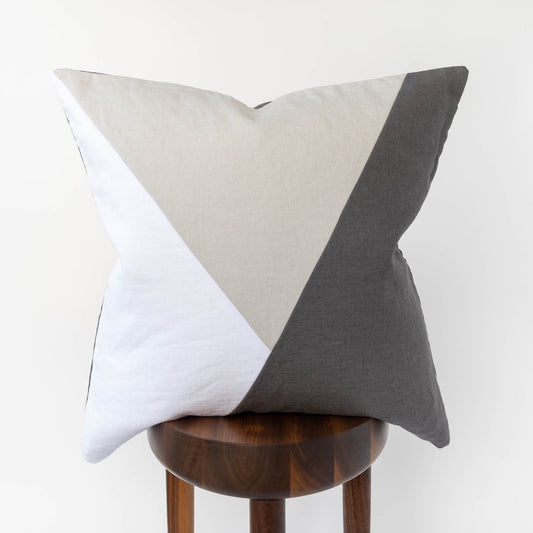 Pieced Linen Throw Pillow Cover | Denali