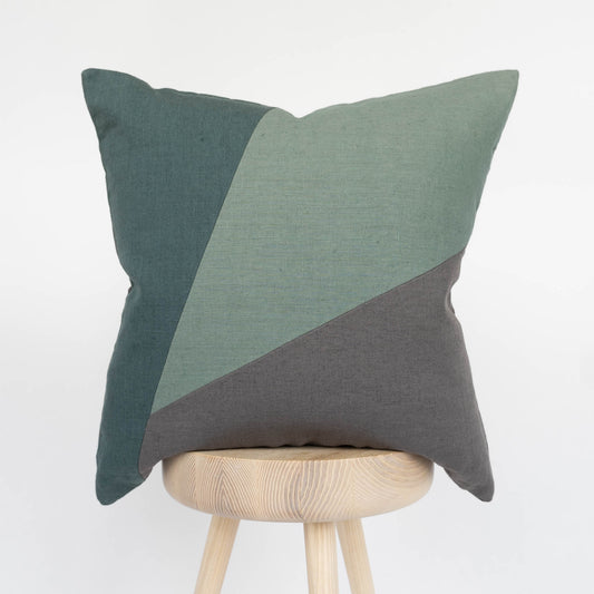 Pieced Linen Throw Pillow Cover | Forest