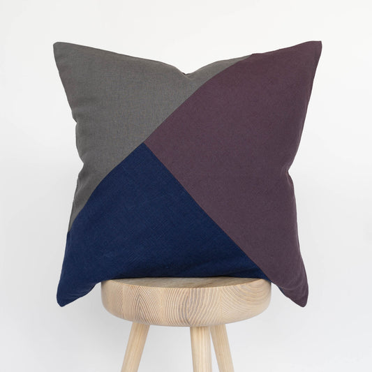 Pieced Linen Throw Pillow Cover | Mountain