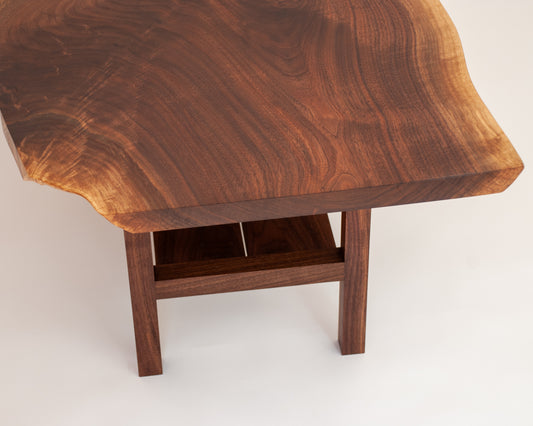 Walnut Live-edge Coffee Table with Shelf