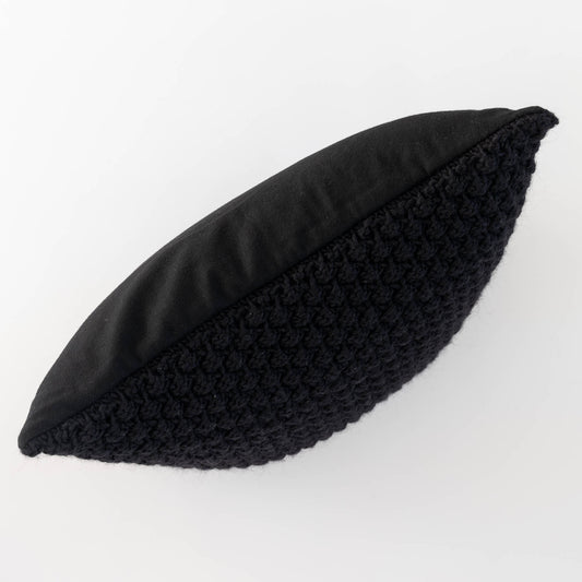 Knitted Wool Throw Pillow Cover | Black