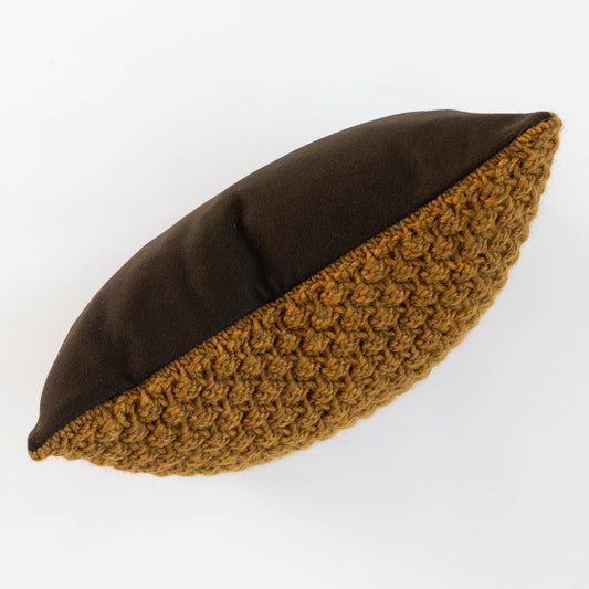 Knitted Wool Throw Pillow Cover | Brass