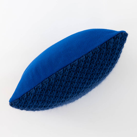 Knitted Wool Throw Pillow Cover | Cobalt