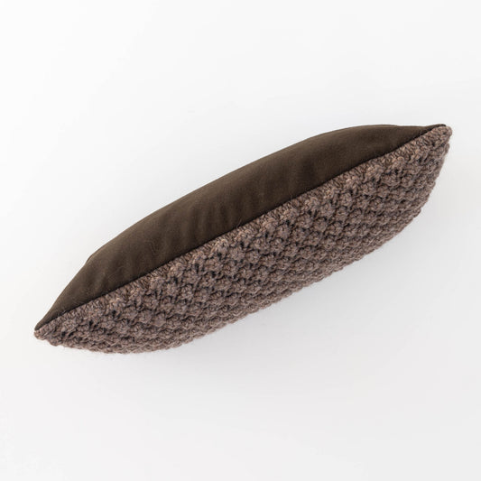 Knitted Wool Throw Pillow Cover | Heather Brown