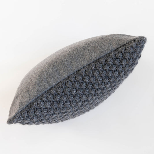 Knitted Wool Throw Pillow Cover | Medium Grey Heather