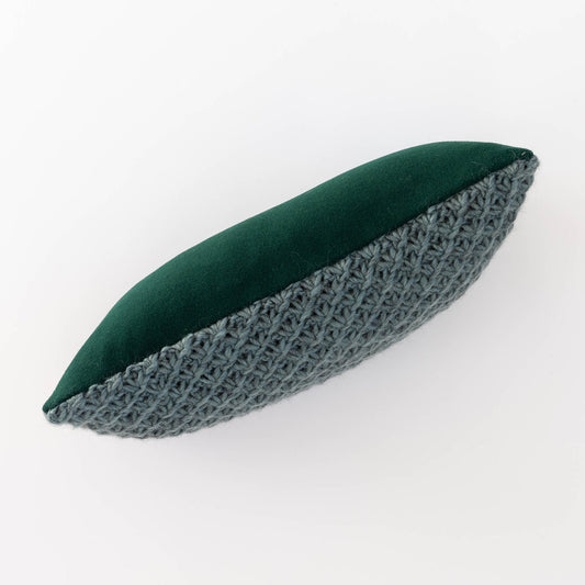 Knitted Wool Throw Pillow Cover | Steel Green