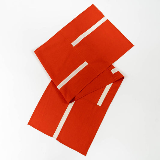 Cotton + Linen Table Runner | Dashes in Coral Red