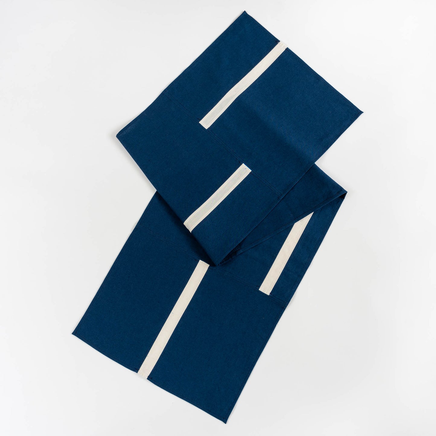 Cotton + Linen Table Runner | Dashes in Navy