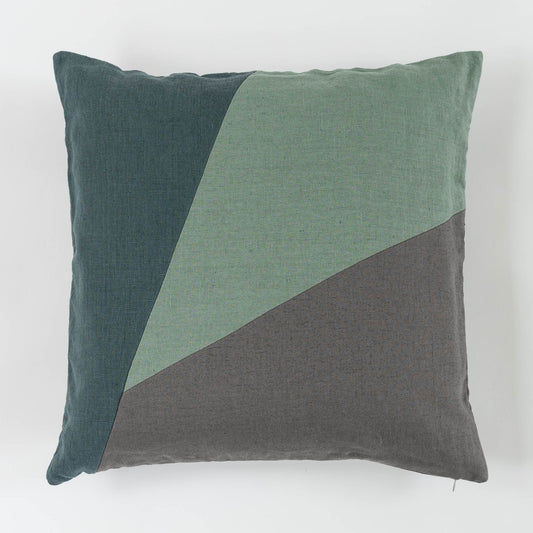 Pieced Linen Throw Pillow Cover | Forest