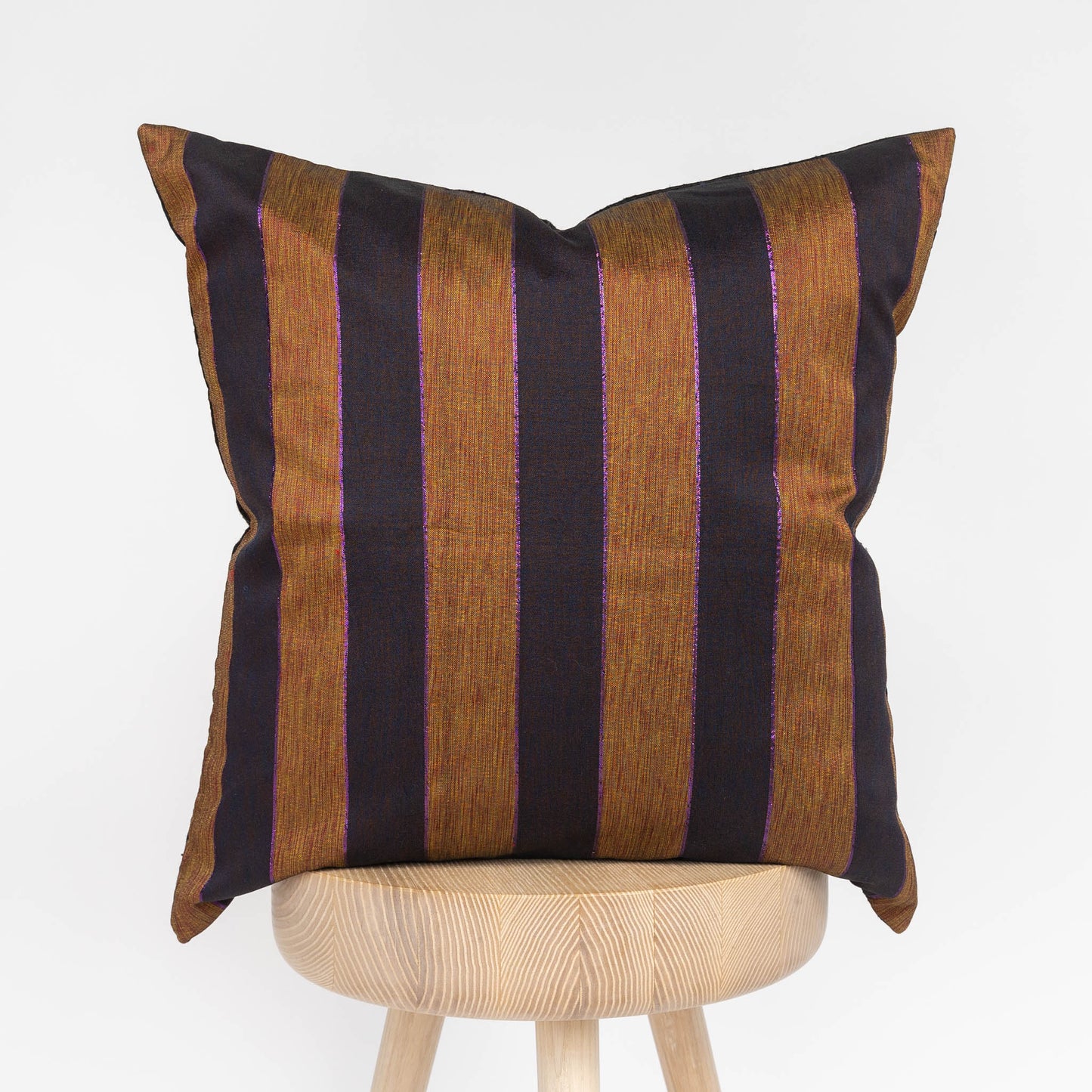 Dupioni Silk Throw Pillow Cover | Black Stripe