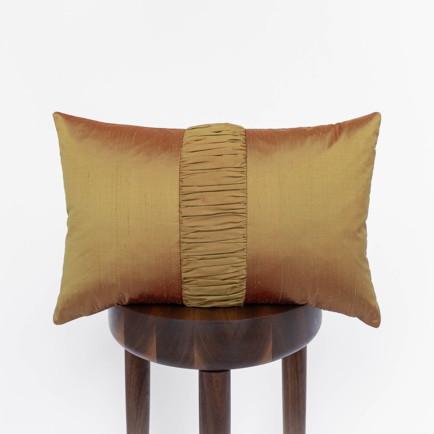 Dupioni Silk Throw Pillow Cover | Ruched Brass