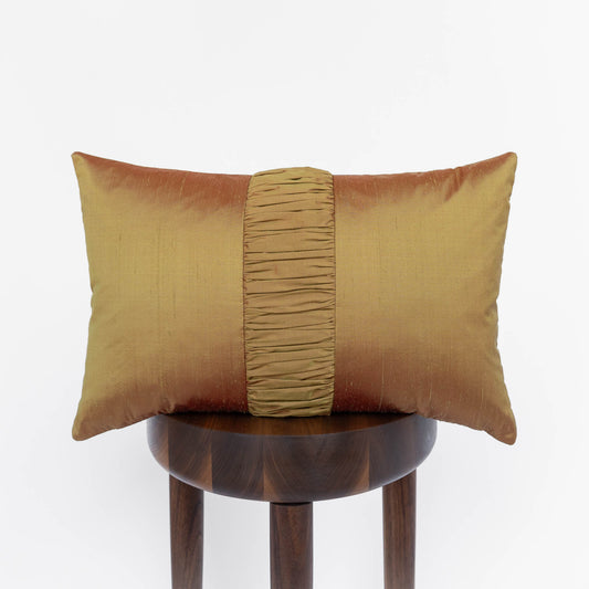 Dupioni Silk Throw Pillow Cover | Ruched Brass