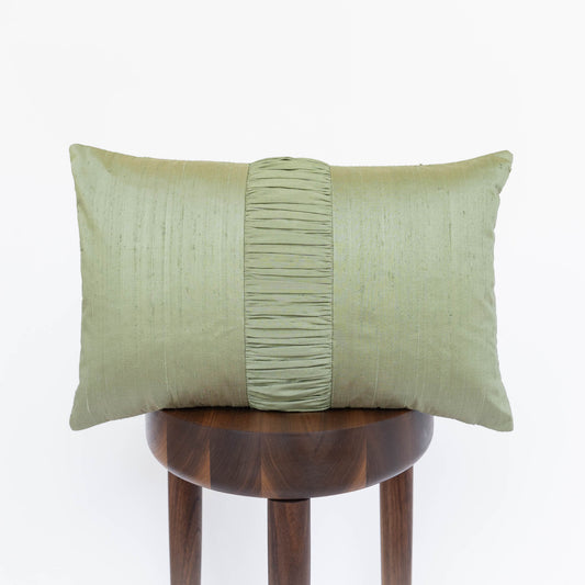 Dupioni Silk Throw Pillow Cover | Ruched Pistachio