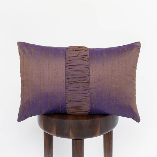 Dupioni Silk Throw Pillow Cover | Ruched Purple Rust