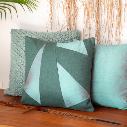 Knitted Wool Throw Pillow Cover | Seafoam