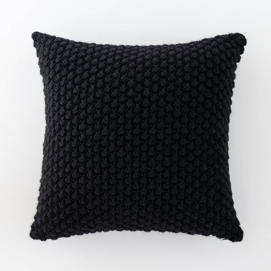 Knitted Wool Throw Pillow Cover | Black