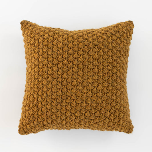 Knitted Wool Throw Pillow Cover | Brass