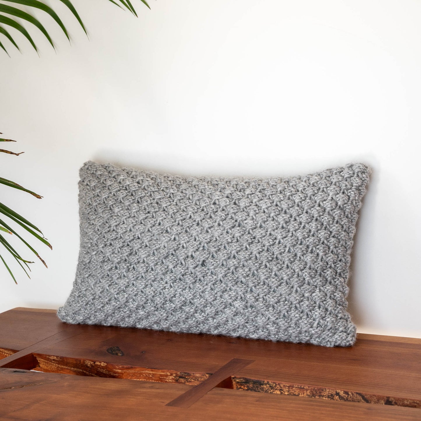 Knitted Wool Throw Pillow Cover | Light Grey Heather