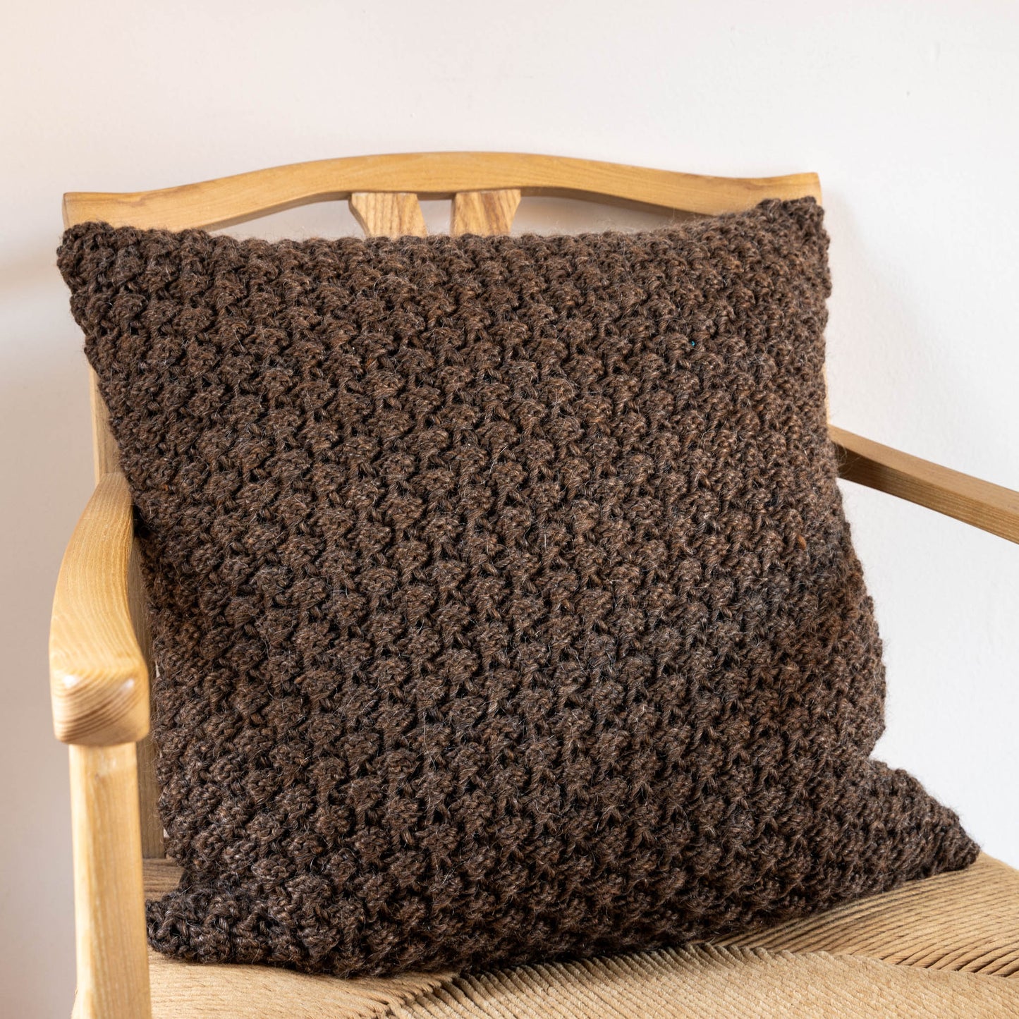 Knitted Wool Throw Pillow Cover | Sable