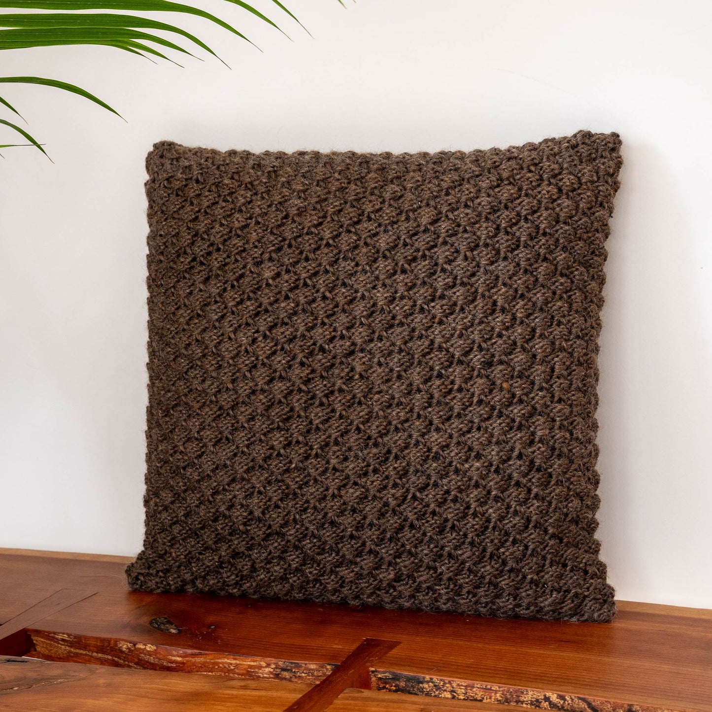 Knitted Wool Throw Pillow Cover | Sable