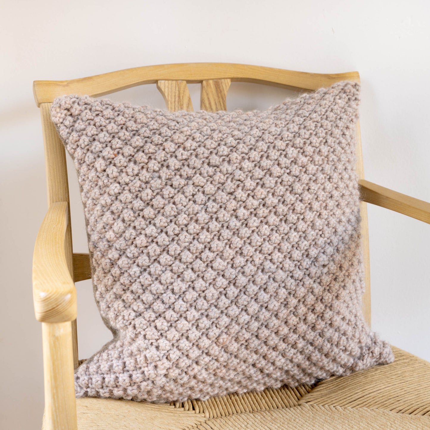 Knitted Wool Throw Pillow Cover | Sand