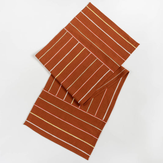 Woven Cotton Stripe Table Runner | Ochre