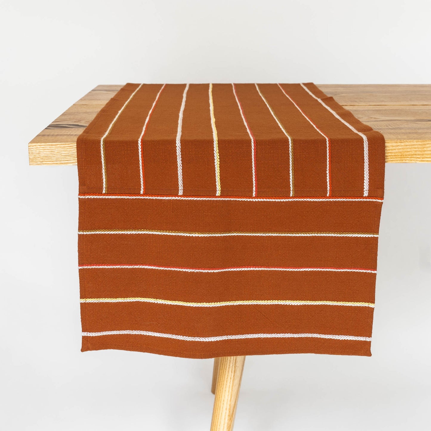 Woven Cotton Stripe Table Runner | Ochre